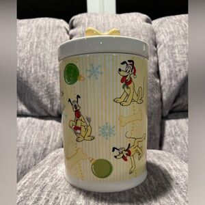 Disney Christmas Pluto Dog Treat Food Container Canister Cookie Jar Porcelain